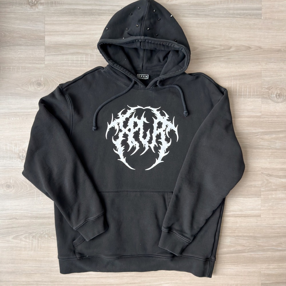 XPLR Black Hoodie Graphic Logo Streetwear Oversized Hoodie Mens XXL